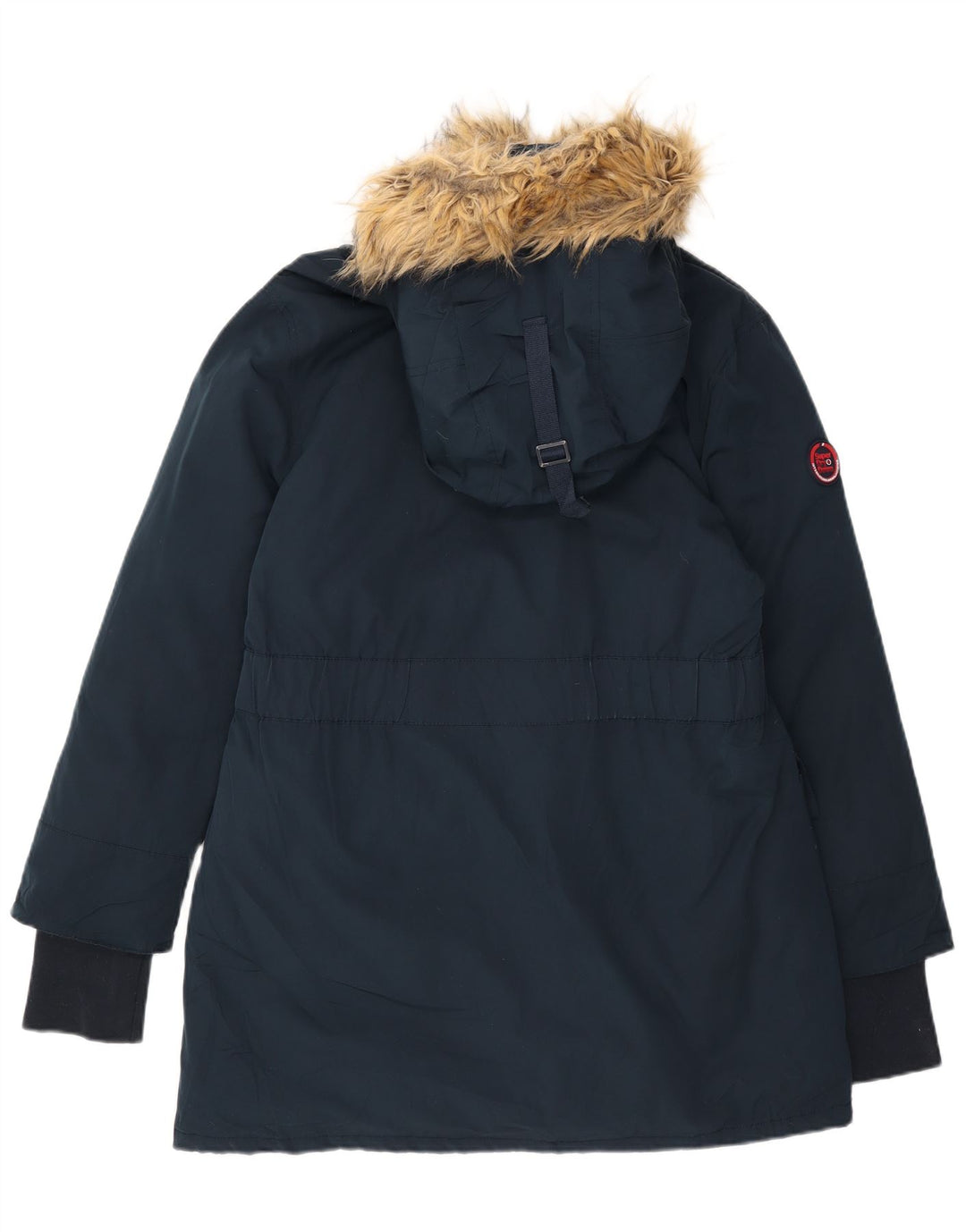 Cappotto imbottito con cappuccio da donna Superdry UK 16 grande poliestere blu navy