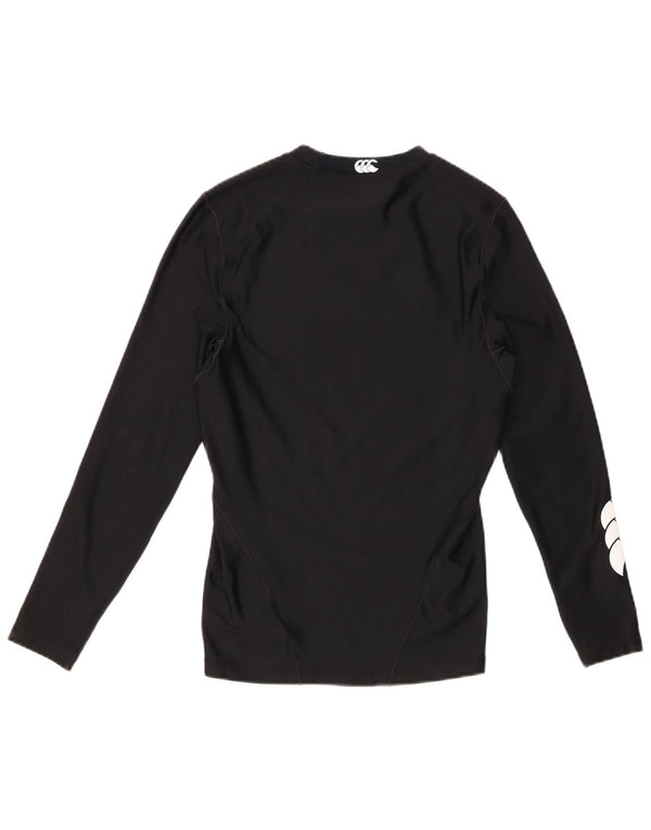 CANTERBURY Top grafico da donna manica lunga UK 12 poliestere nero medio