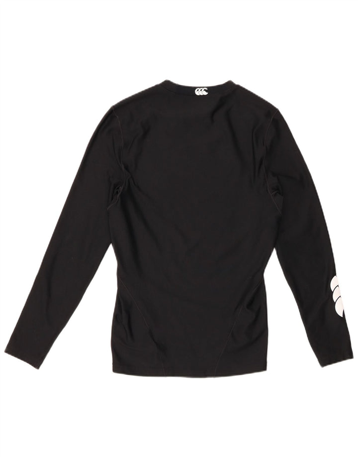CANTERBURY Top grafico da donna manica lunga UK 12 poliestere nero medio