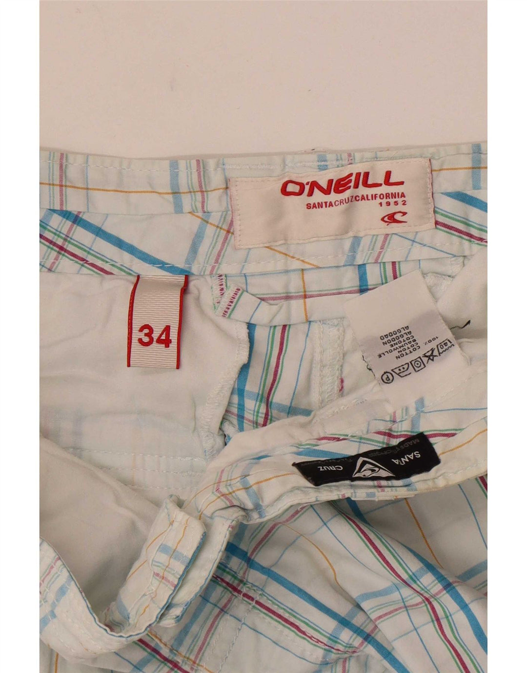 Pantaloncini cargo da uomo O'Neill W34 cotone a quadri blu grandi
