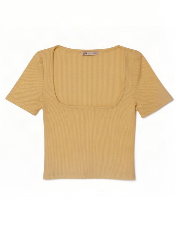 T-shirt corta da donna Zara UK 8 piccola gialla