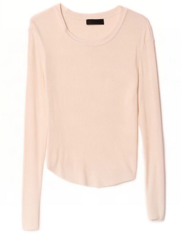 Top Zara da donna a maniche lunghe UK 12 medio bianco