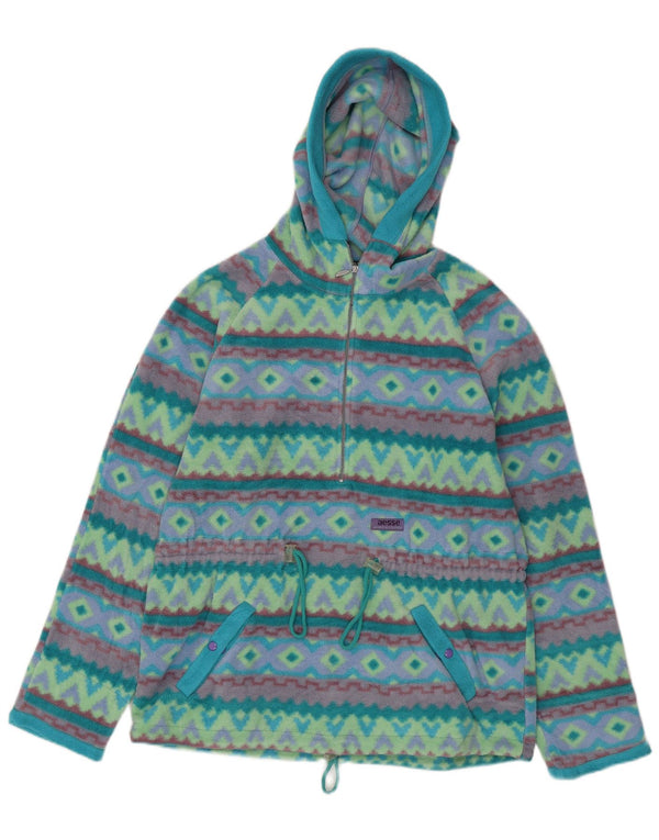 Maglione in pile con cappuccio da donna Polartec UK 14 Medium Turchese geometrico