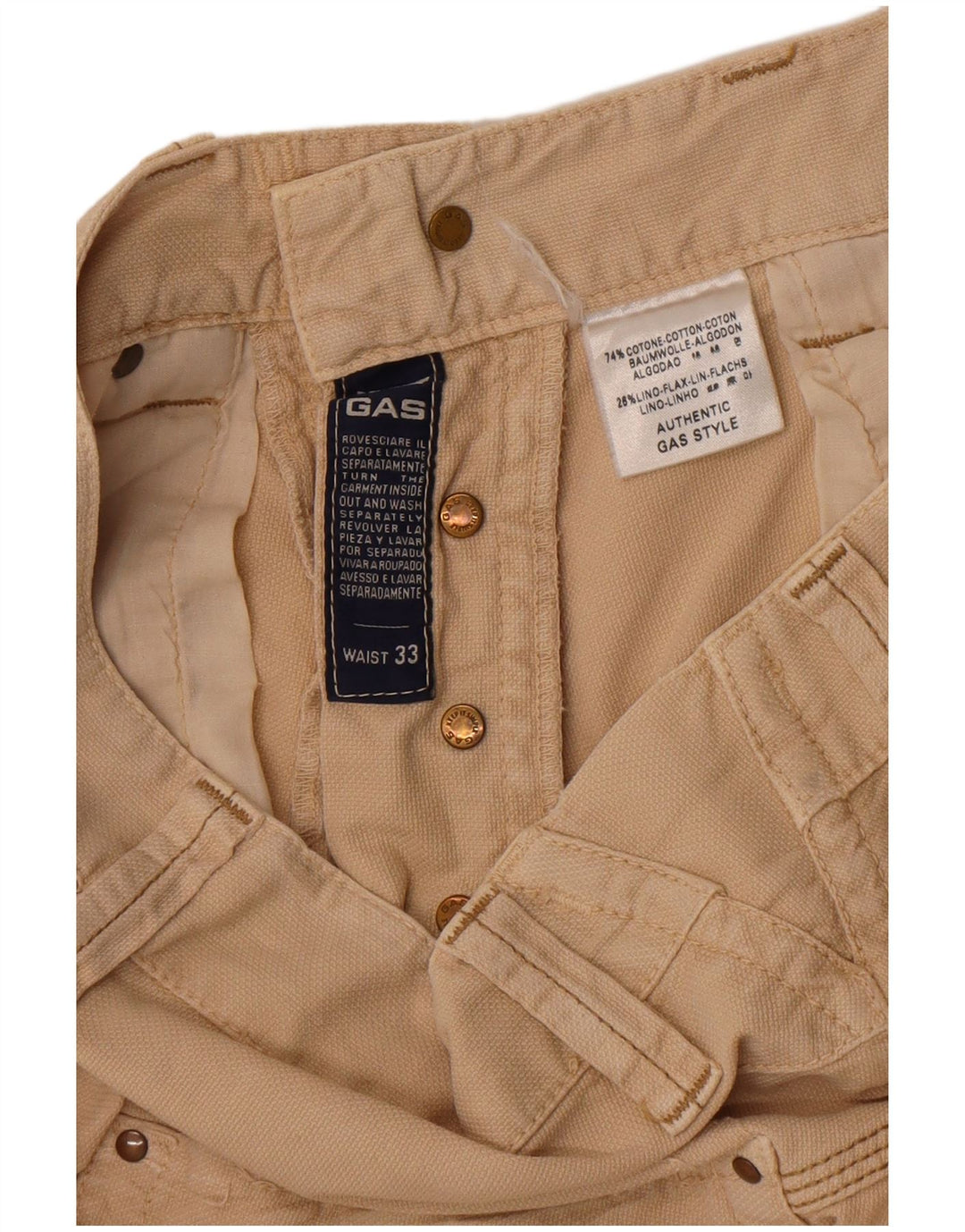 Pantaloncini chino da uomo Gas W33 in cotone beige medio