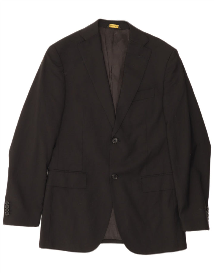 Enrico Coveri Giacca Blazer da Uomo a 2 Bottoni IT 46 Piccola in Lana Nera