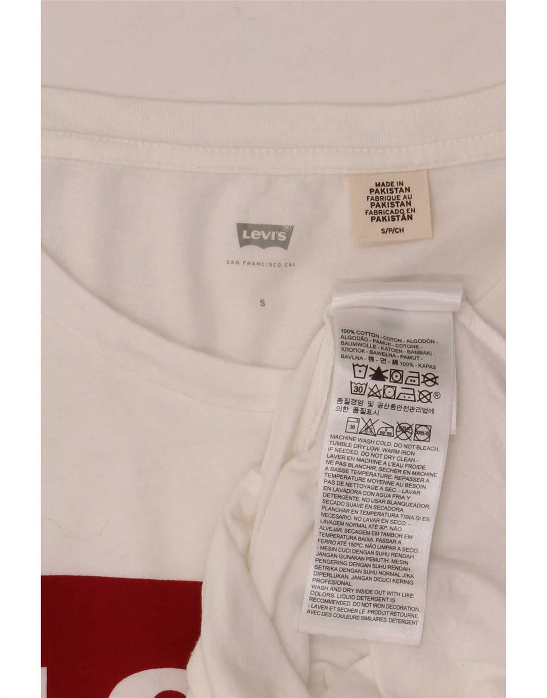 T-shirt grafica da donna Levi's Top UK 10 piccola in cotone bianco