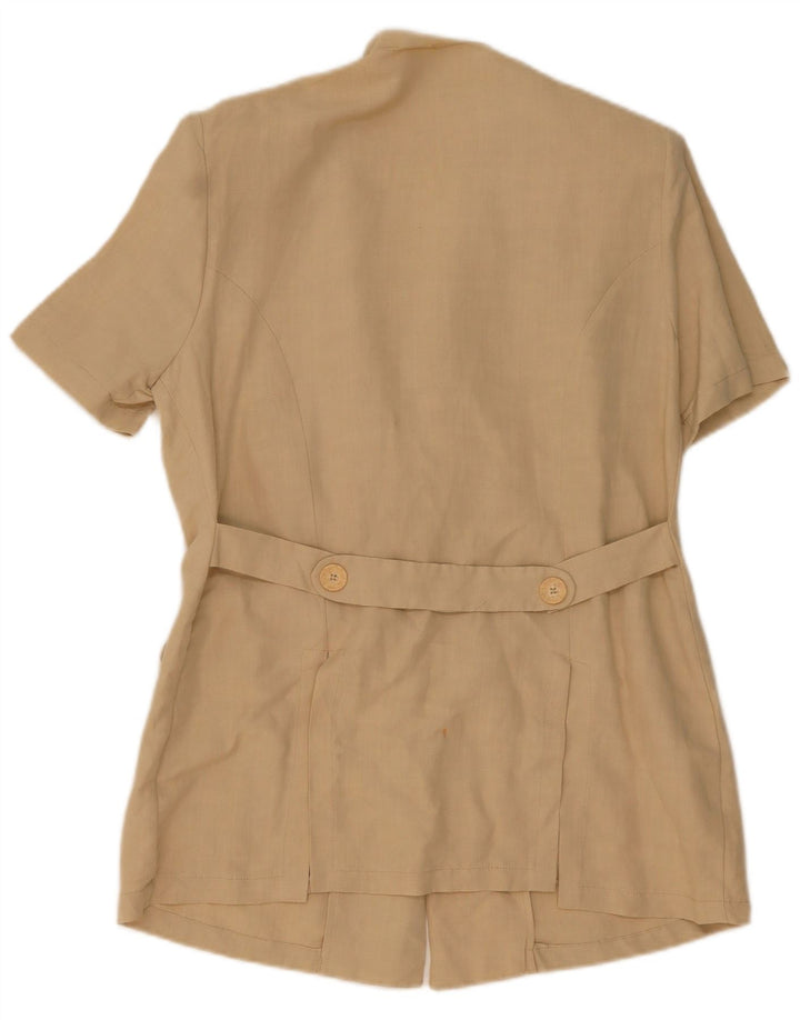 Giacca blazer a 3 bottoni manica corta da donna VINTAGE IT 46 Large Beige