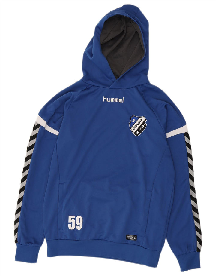Felpa con cappuccio grafica da uomo Hummel piccola in poliestere blu