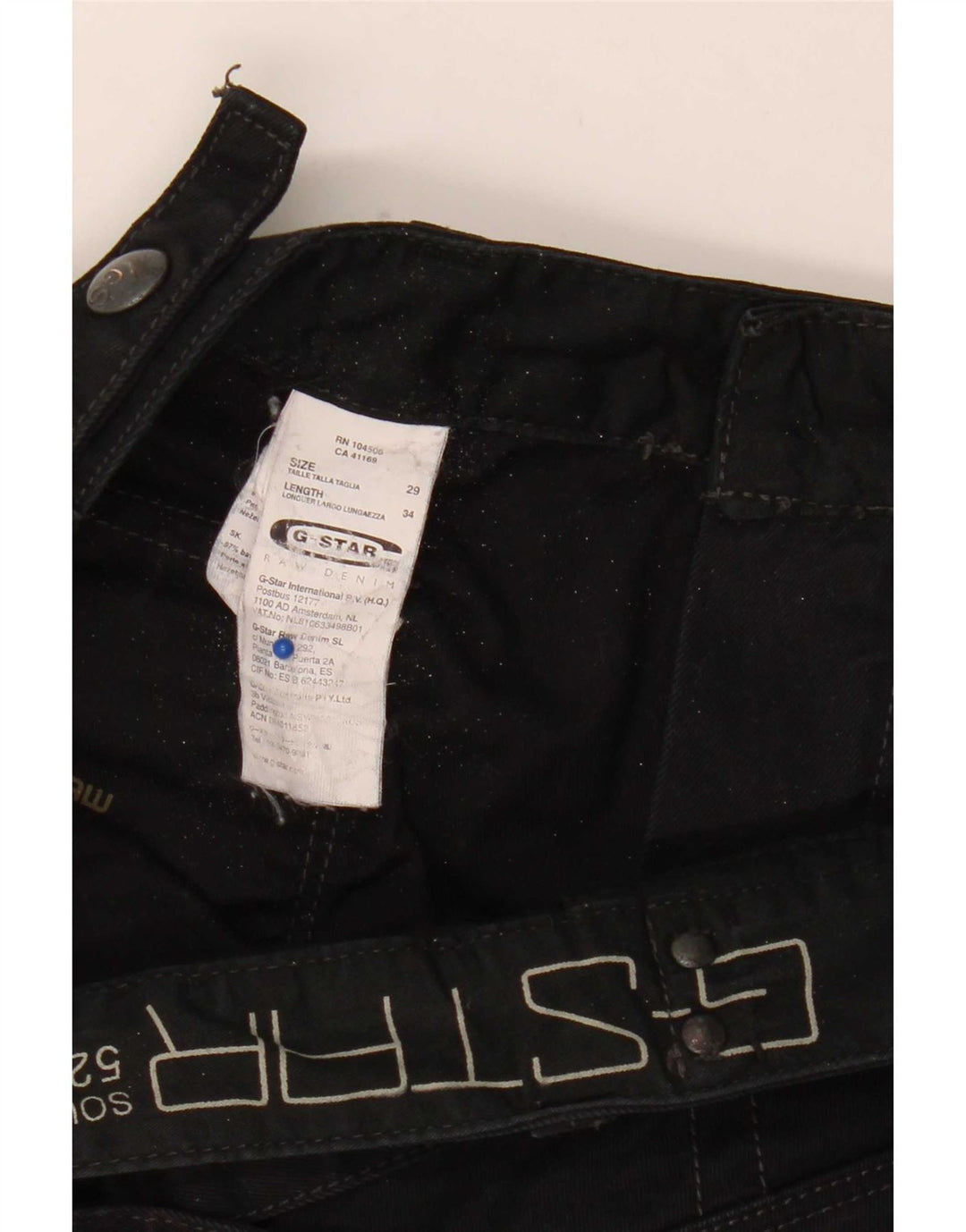 Jeans dritti da uomo G-Star W29 L26 cotone nero