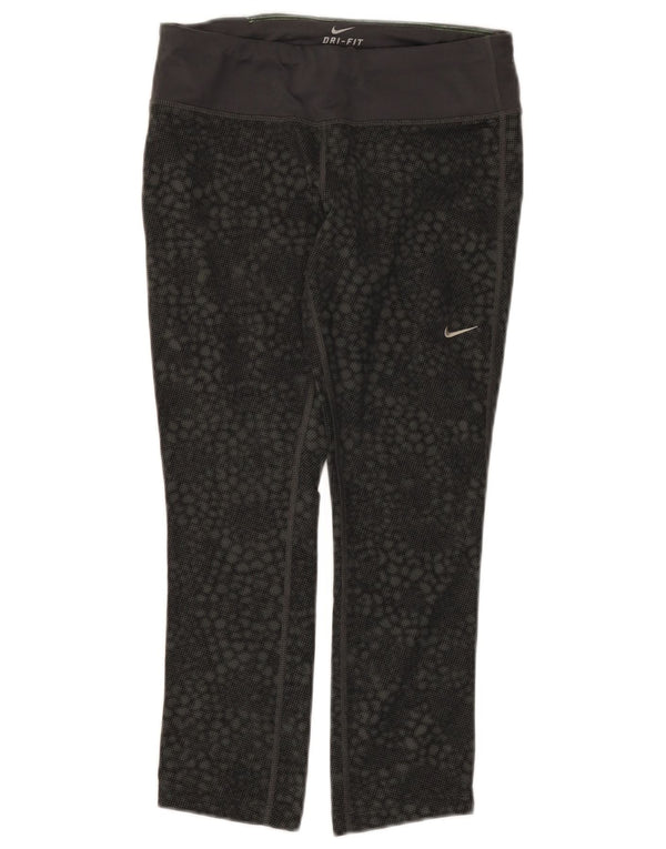 Leggings Nike Dri Fit Capri da donna UK 8 Small Nero Poliestere geometrico