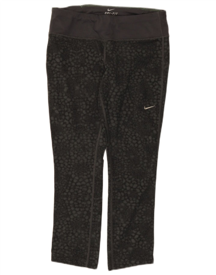 Leggings Nike Dri Fit Capri da donna UK 8 Small Nero Poliestere geometrico