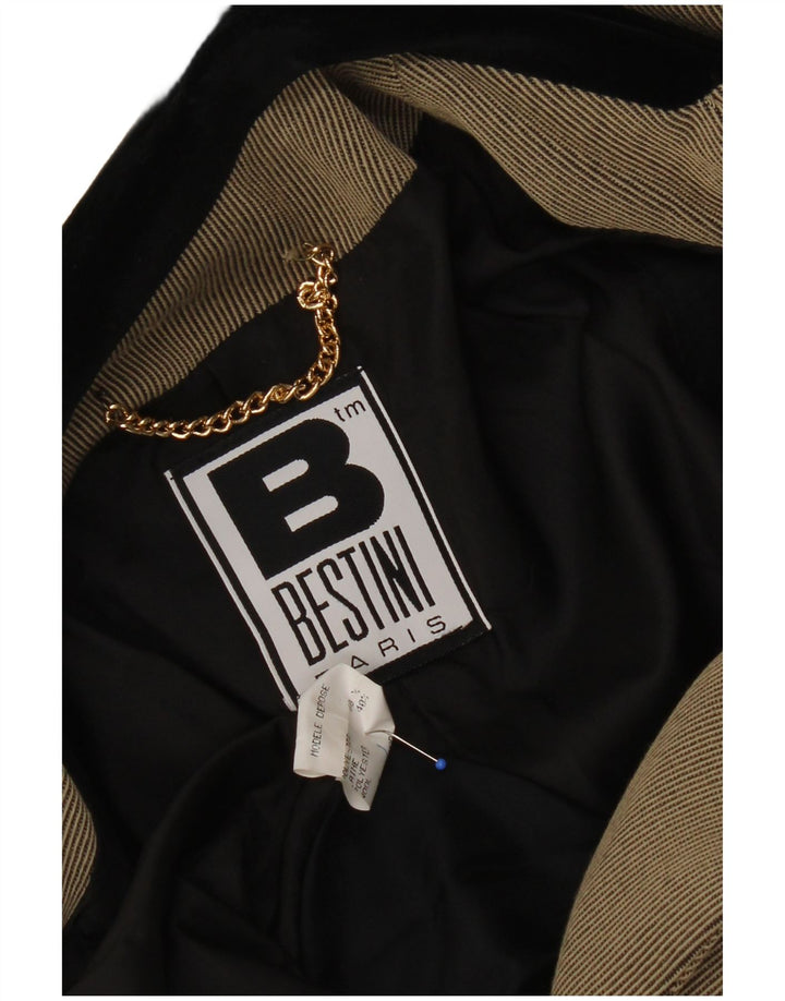 Cappotto doppiopetto vintage da donna UK 12 Colorblock beige medio