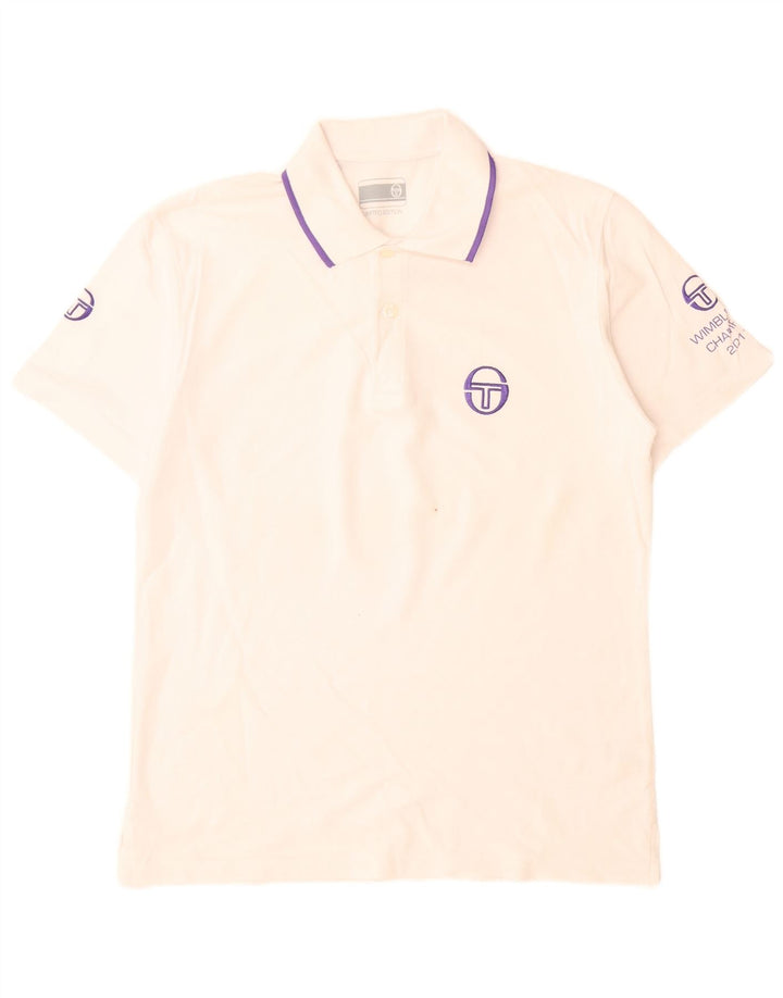 Polo grafica da uomo Sergio Tacchini piccola in cotone bianco