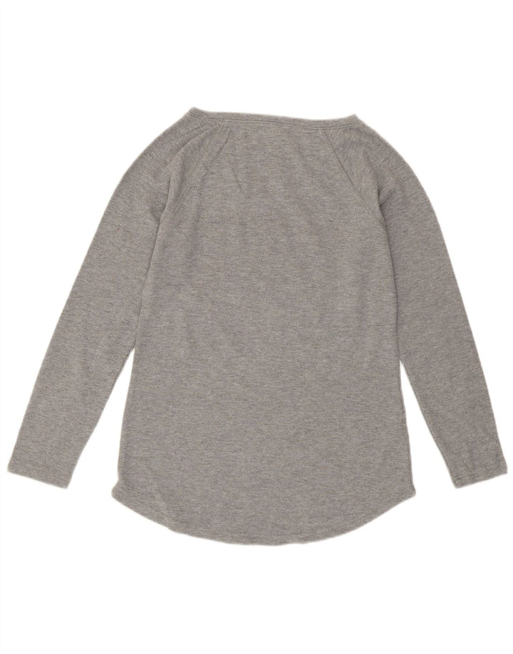 Maglietta da donna a maniche lunghe Eddie Bauer UK 12 Cotone Fair Isle grigio medio