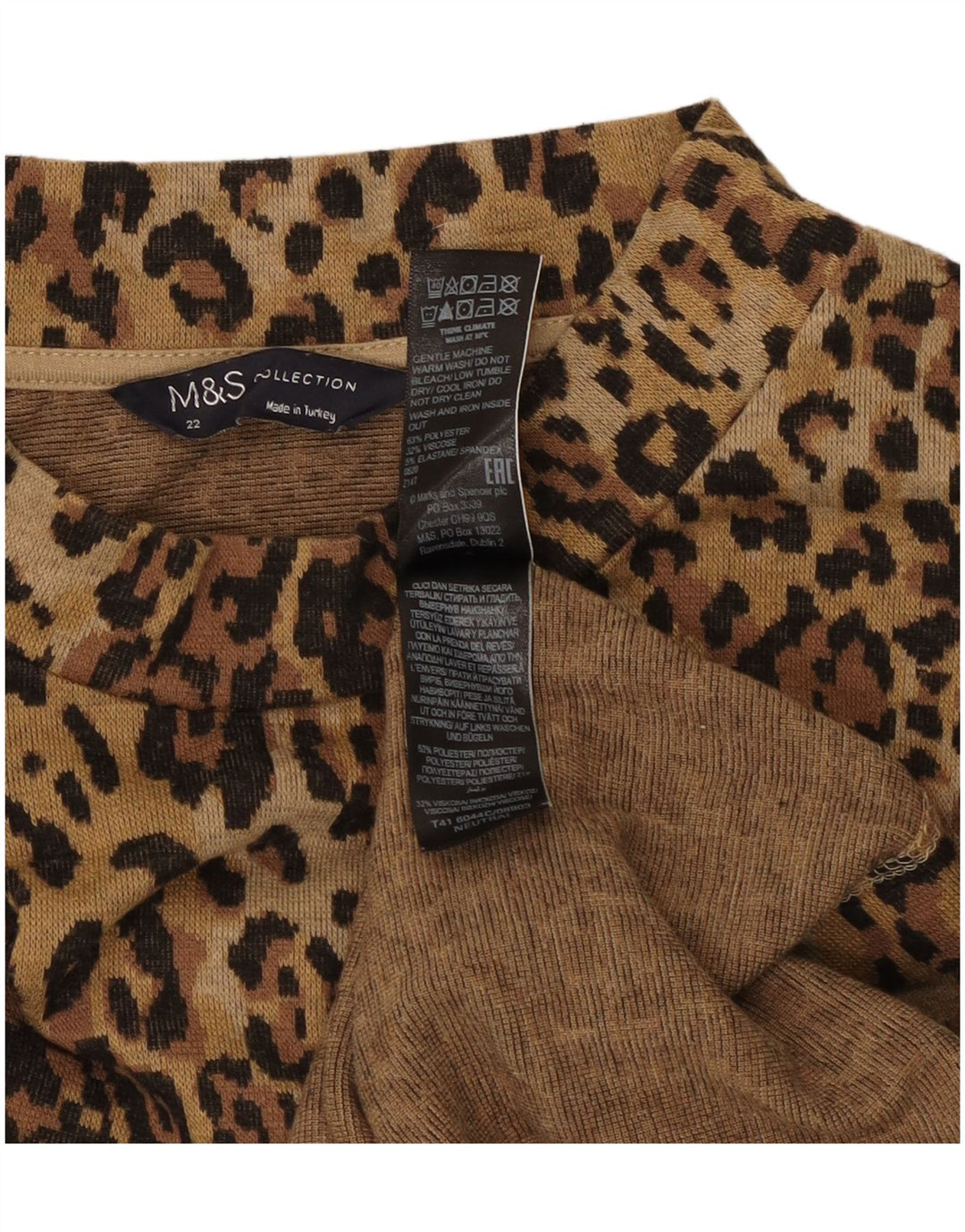 Maglione maglione collo alto da donna Marks & Spencer UK 22 3XL Marrone