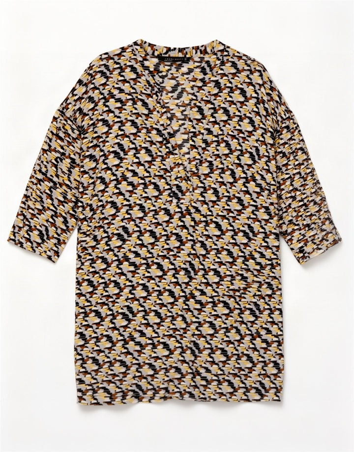 Abito a trapezio con maniche a 3/4 da donna Zara UK 14 medio multicolore geometrico