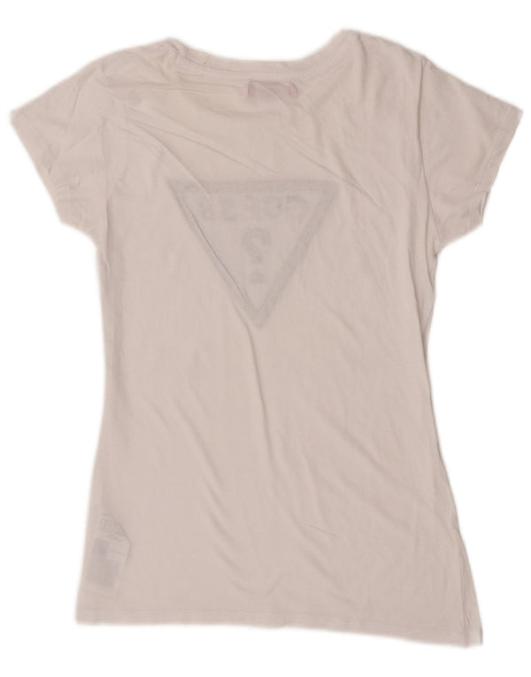 Guess T-shirt grafica da donna Top UK 8 Small Cotone bianco
