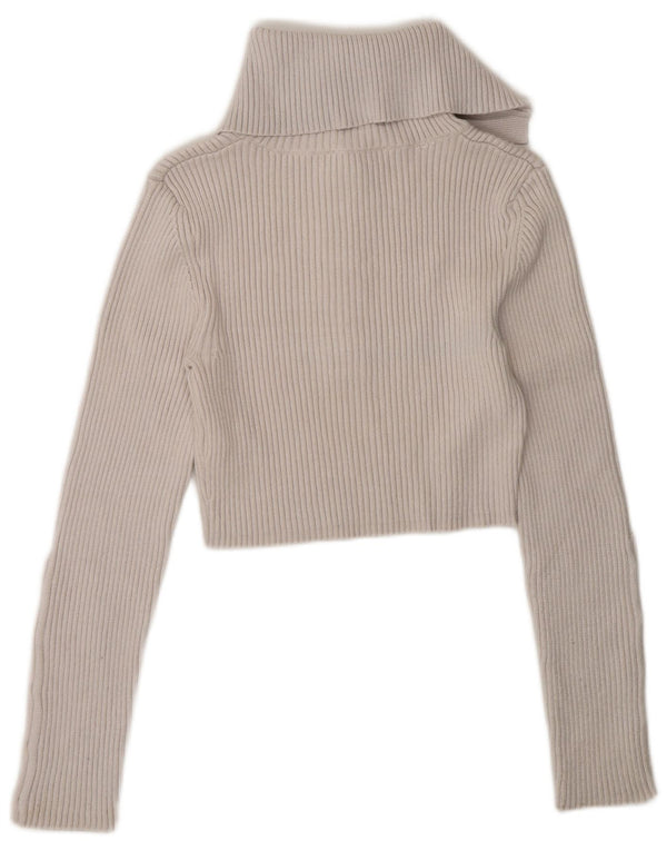 Top corto da donna Zara a maniche lunghe UK 12 viscosa bianca media