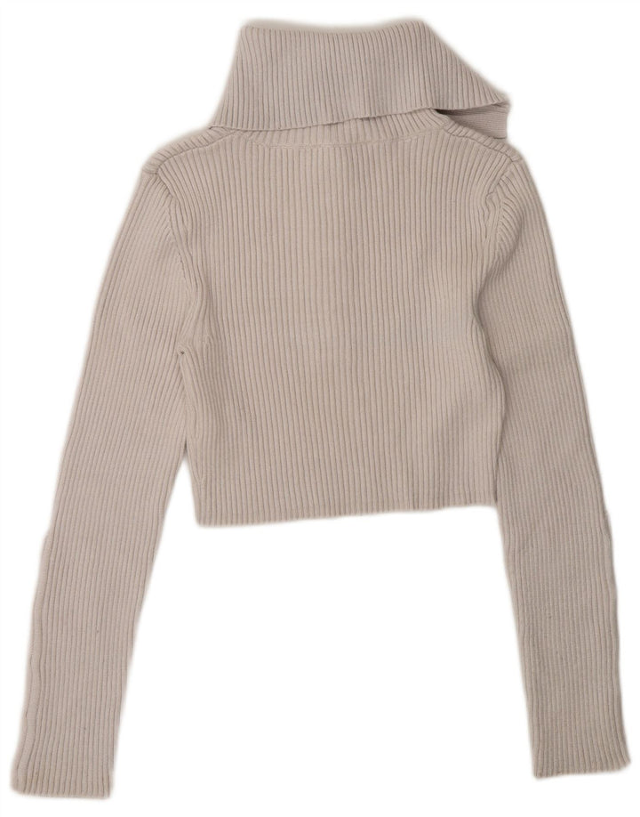 Top corto da donna Zara a maniche lunghe UK 12 viscosa bianca media