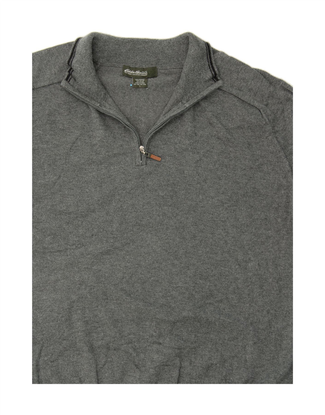 EDDIE BAUER Mens Zip Neck Jumper Sweater Large Grey Cotton Vintage Eddie Bauer and Second-Hand Eddie Bauer from Messina Hembry 