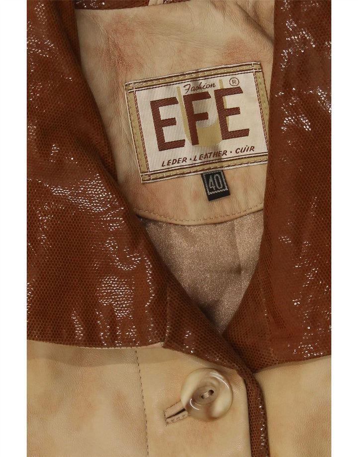 Cappotto in pelle oversize da donna vintage EU 40 in pelle tie dye beige medio