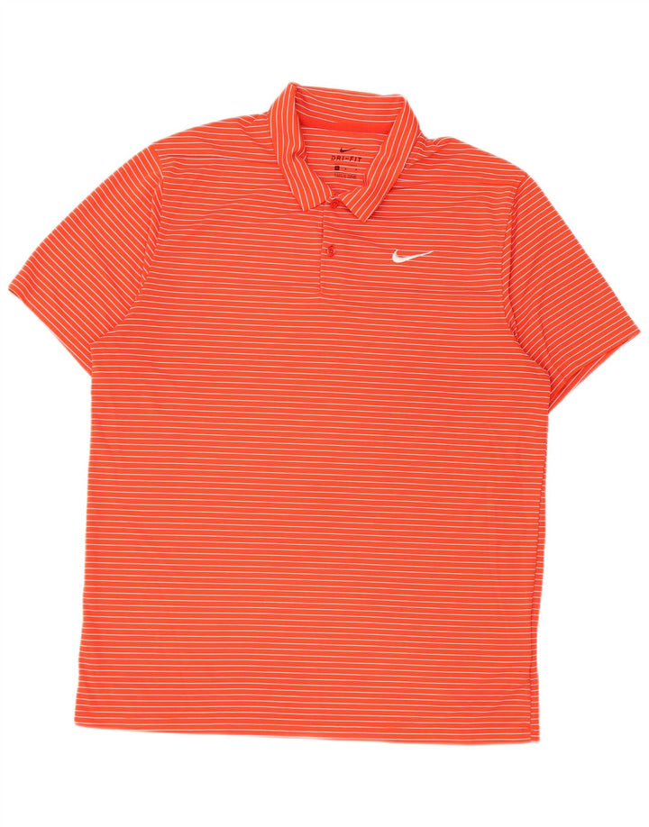 Polo Nike da uomo Dri Fit grande arancione gessato in poliestere