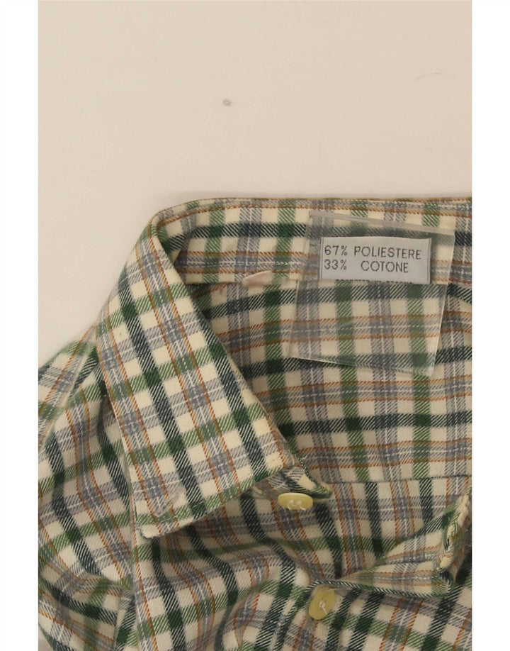 Camicia vintage da uomo in flanella, piccolo poliestere a quadri verdi