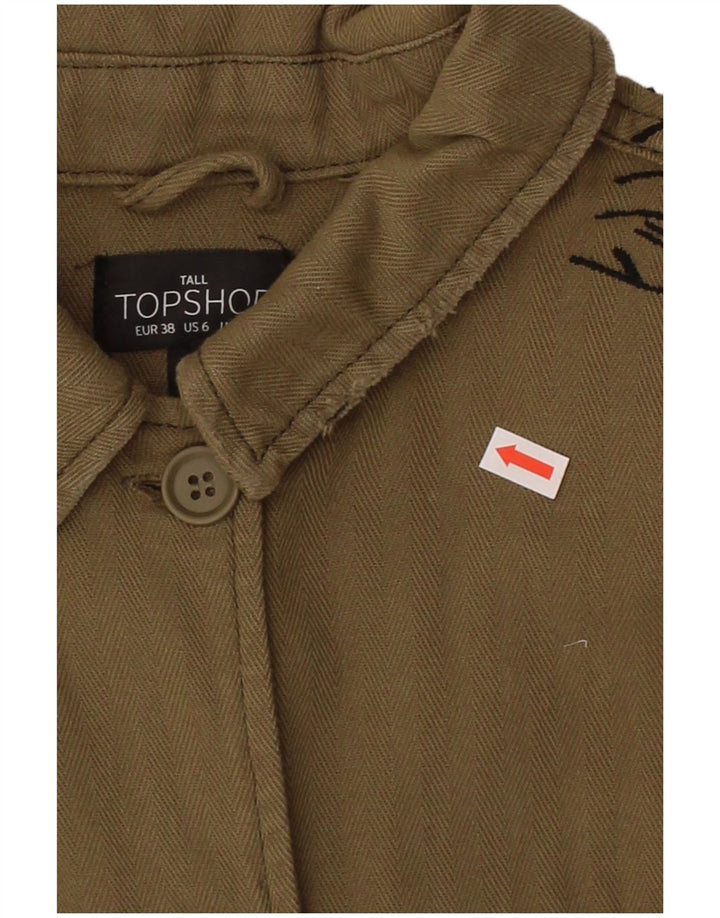 TOPSHOP Womens Tall Oversized Utility Jacket UK 10 Small  Khaki Floral