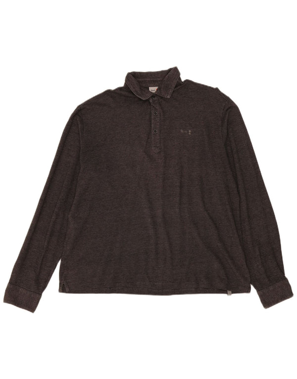 Polo da uomo a maniche lunghe Slam 3XL grigia chiazzata