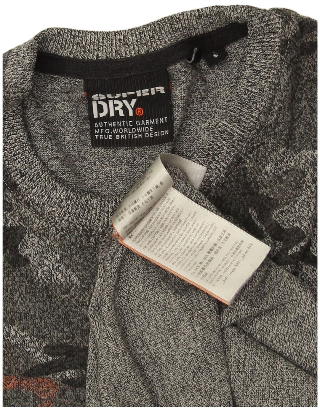 T-shirt grafica da uomo SUPERDRY Top piccolo in cotone mimetico grigio