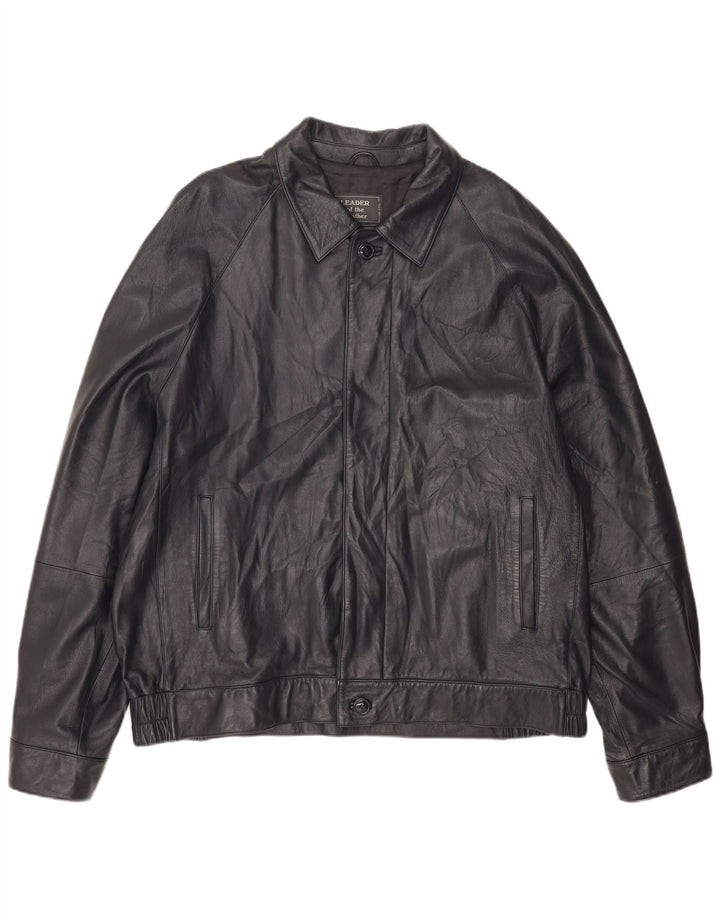 Giacca bomber in pelle da uomo vintage IT 56 3XL Pelle nera