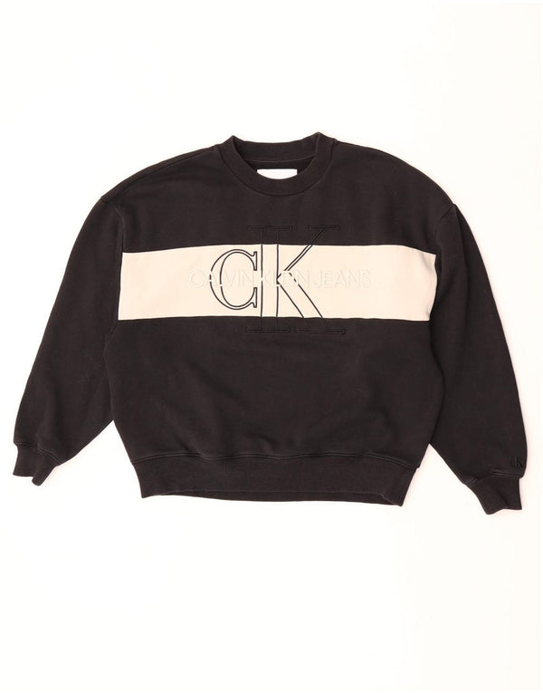 Felpa oversize da donna Calvin Klein Jeans Jumper UK 4 XS Nero