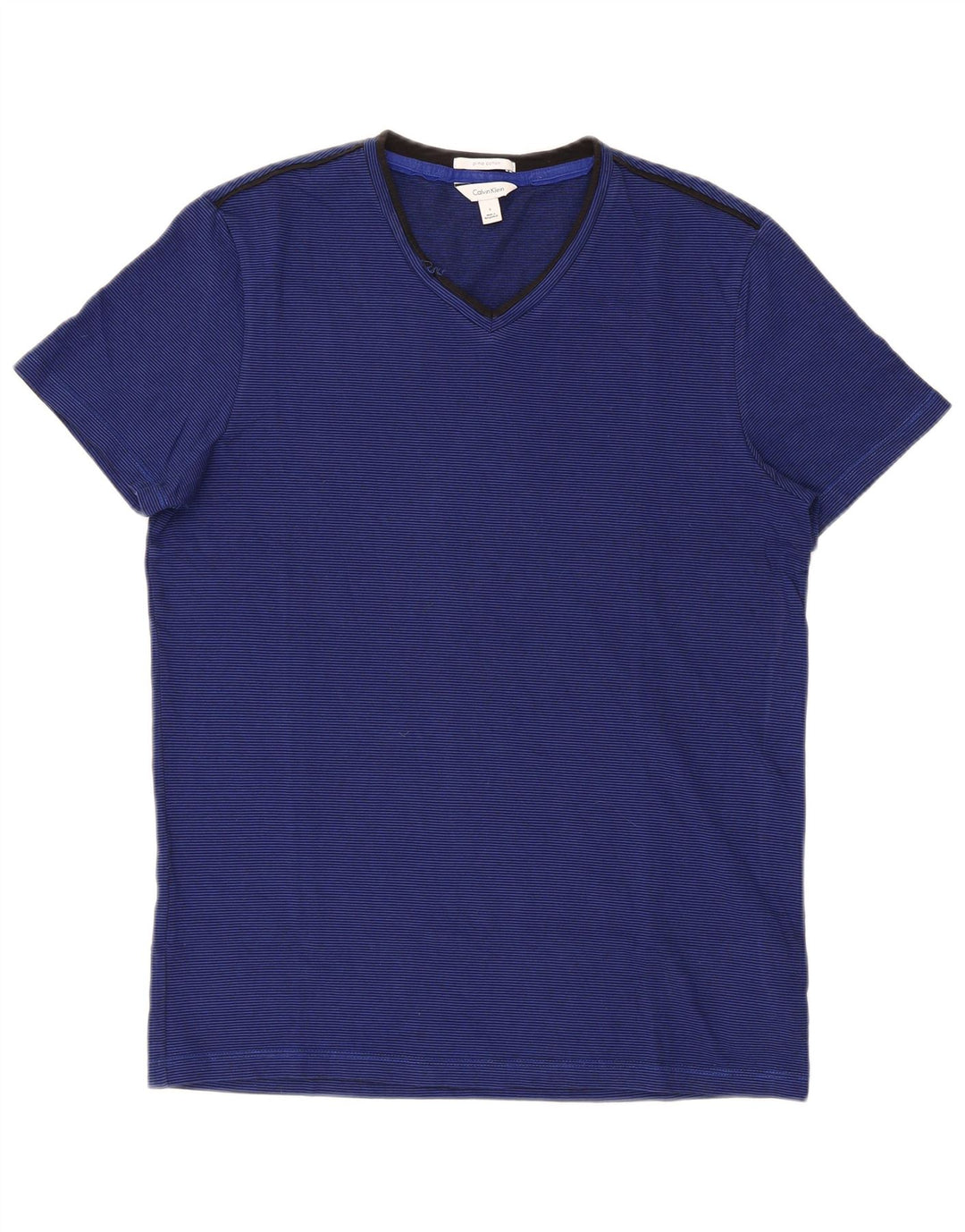 Calvin Klein - T-shirt regolare da uomo a maniche corte, piccola, a righe blu navy