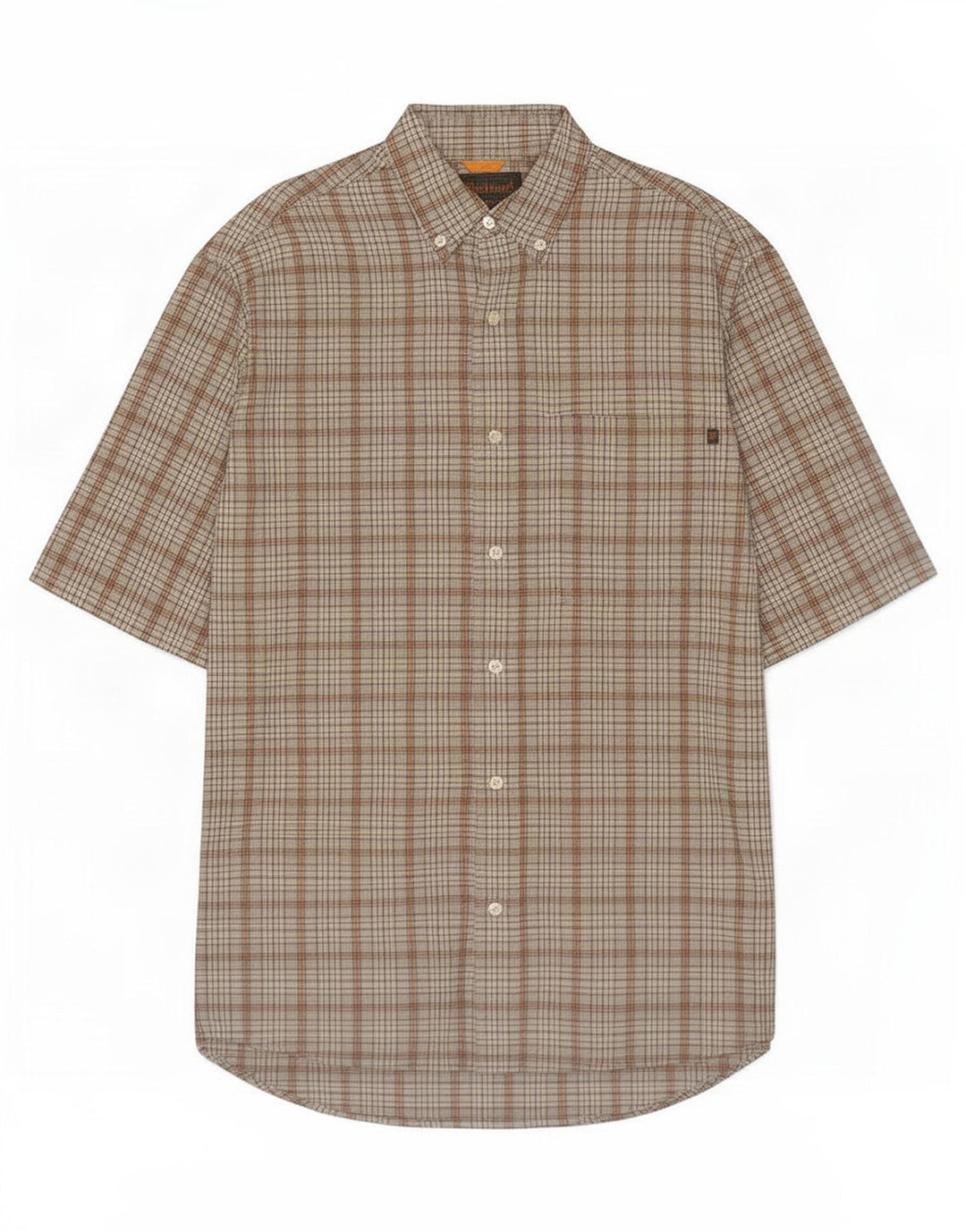 Camicia a maniche corte da uomo Timberland in cotone a quadri grigio medio