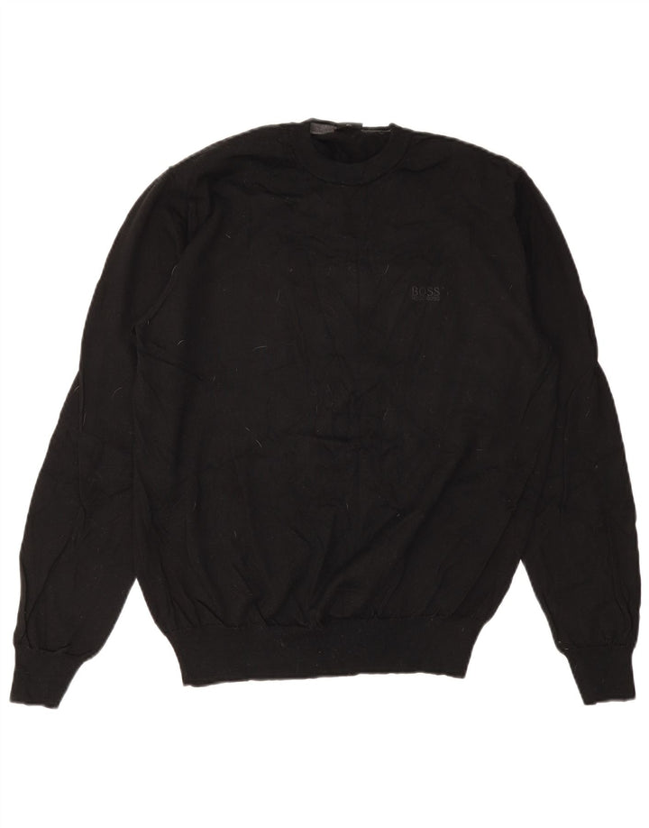 Maglione maglione girocollo da uomo HUGO BOSS XL in lana vergine nera