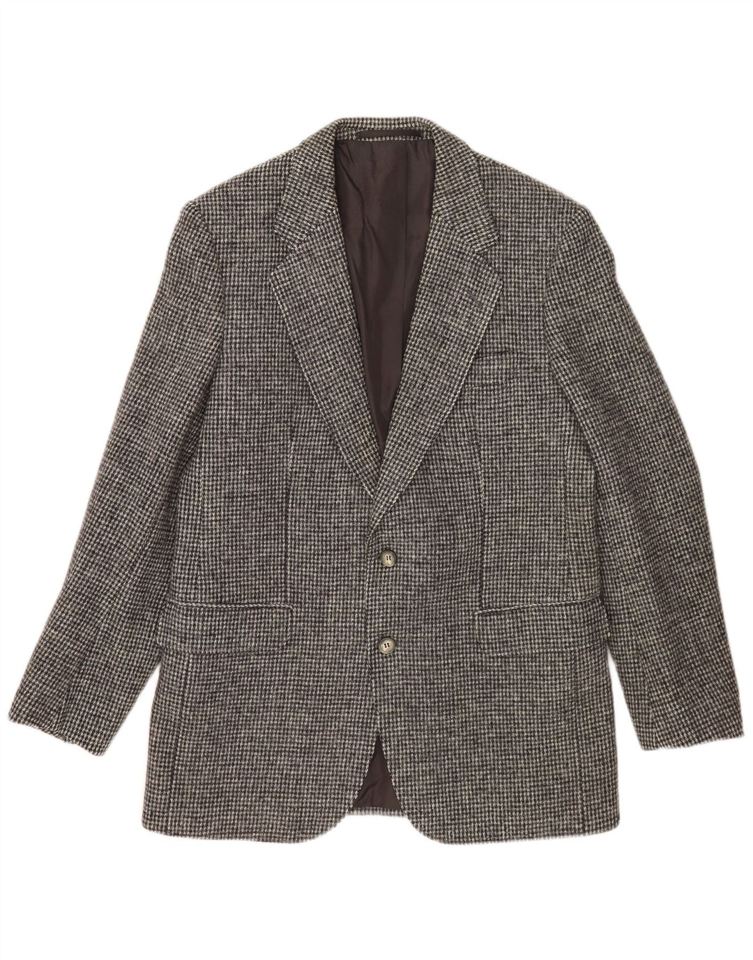 Giacca blazer a 2 bottoni da uomo Harris Tweed UK 38 a quadri grigio medio
