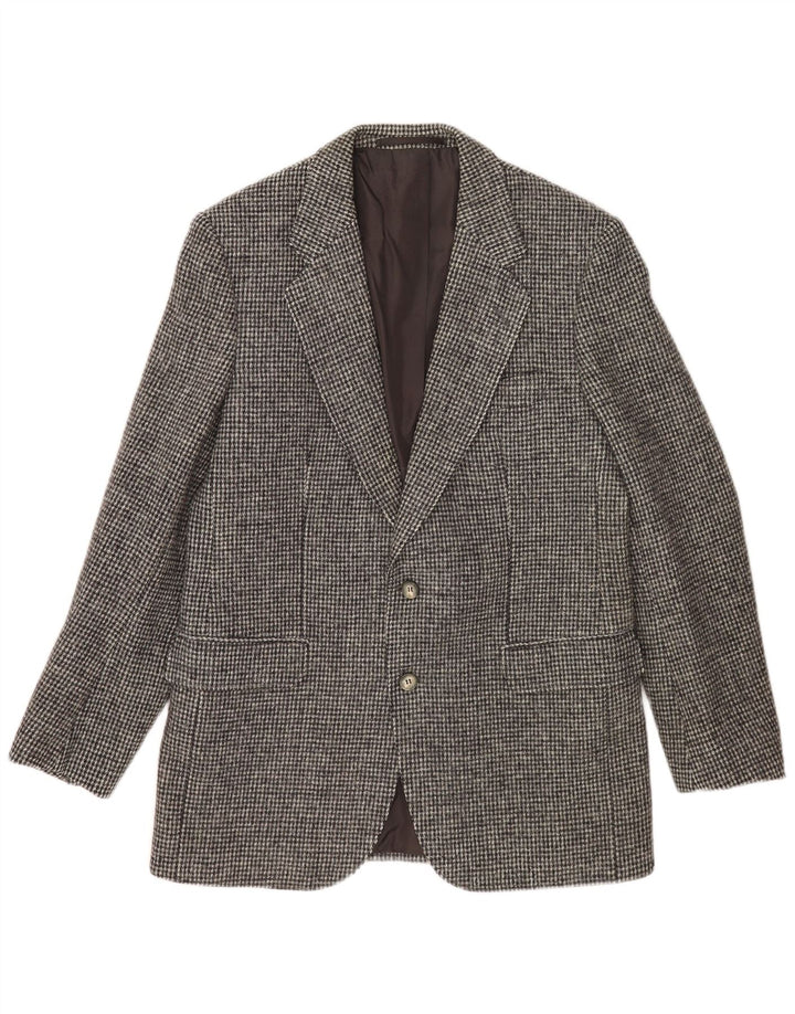 Giacca blazer a 2 bottoni da uomo Harris Tweed UK 38 a quadri grigio medio