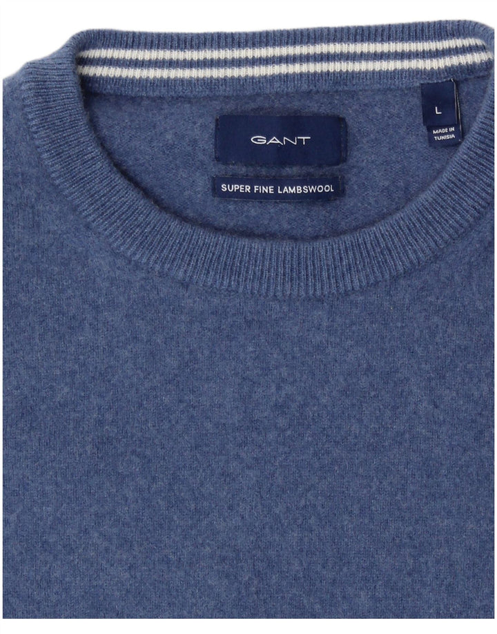 GANT Maglione girocollo da ragazzo 15-16 anni Large Blu Navy in lana d'agnello