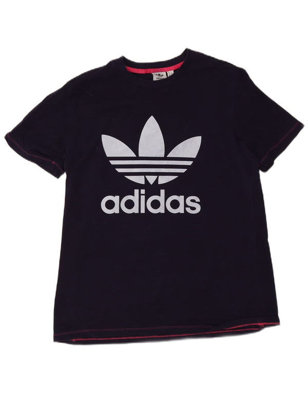 T-shirt grafica da donna Adidas Top UK 16 Large blu navy in cotone