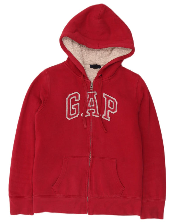 Gap Felpa con cappuccio grafica da donna UK 10 Small Rosso Cotone