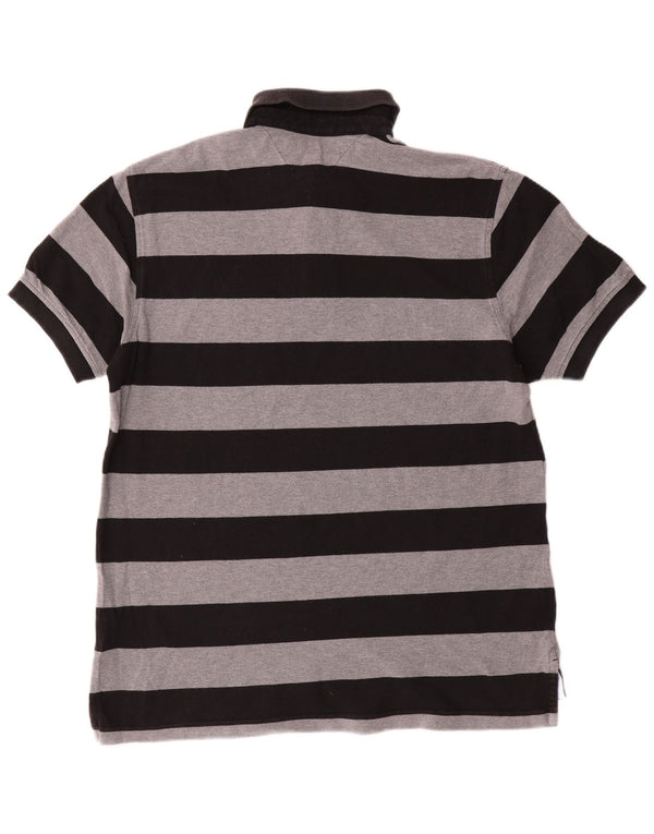 Polo da rugby da uomo Tommy Hilfiger in cotone a righe grigio medio