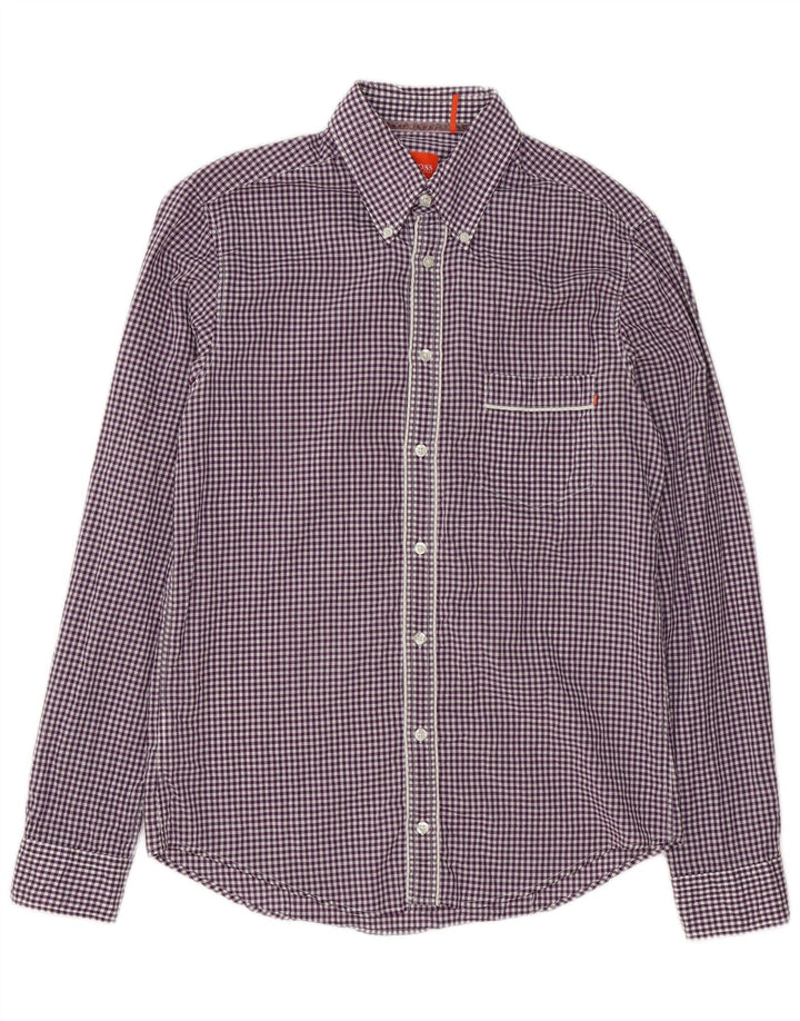 Camicia da uomo Superdry in cotone a quadretti viola medio