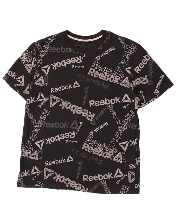 T-shirt grafica da uomo Reebok Top grande in cotone nero