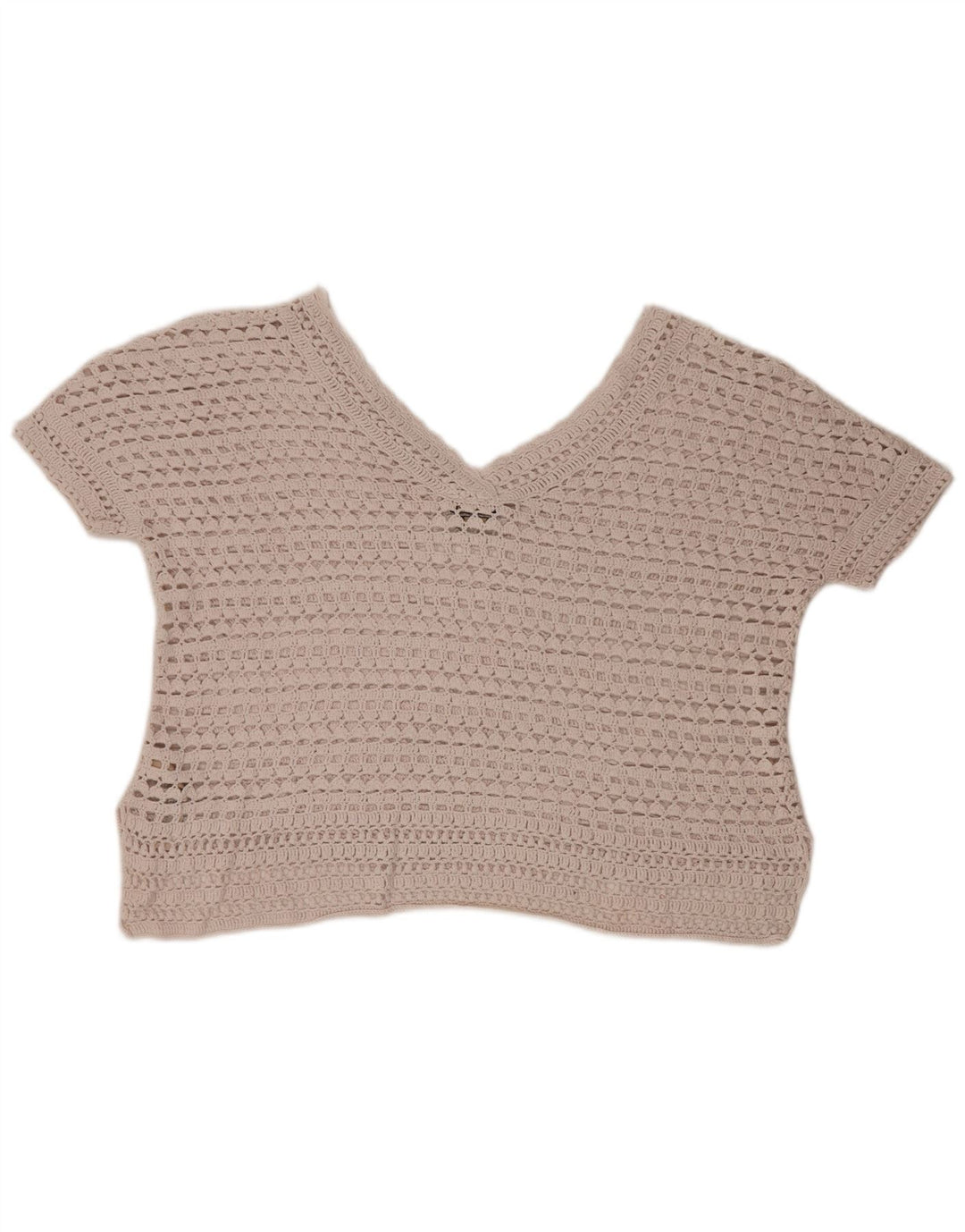 Massimo Dutti Camicetta oversize da donna all'uncinetto Top UK 6 XS Cotone beige