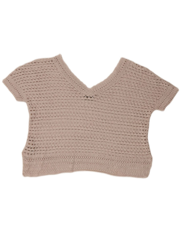 Massimo Dutti Camicetta oversize da donna all'uncinetto Top UK 6 XS Cotone beige