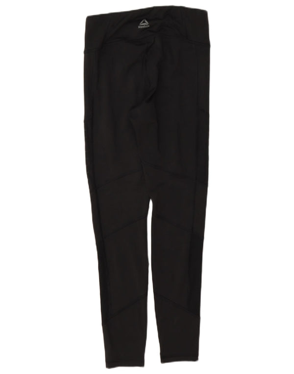 Leggings Reebok Donna UK 8/10 Small Nero Poliestere