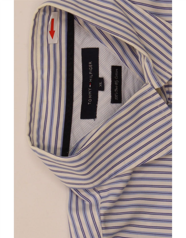 Camicia da uomo Tommy Hilfiger XL in cotone a righe blu