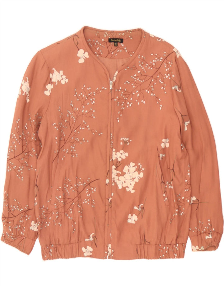 MASSIMO DUTTI Womens Bomber Jacket UK 14 Medium Maroon Floral Vintage Massimo Dutti and Second-Hand Massimo Dutti from Messina Hembry 