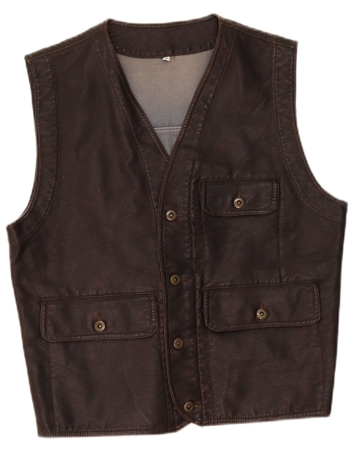 Gilet Uomo in Ecopelle Brugi Marrone Medio Polietilene