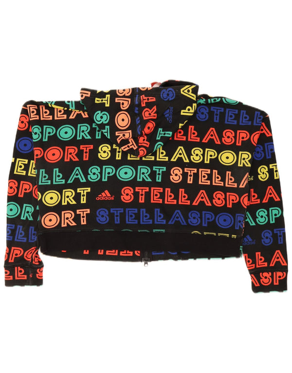 Maglione con cappuccio e zip corta Adidas Stella McCartney da donna UK 16/18 Large Nero